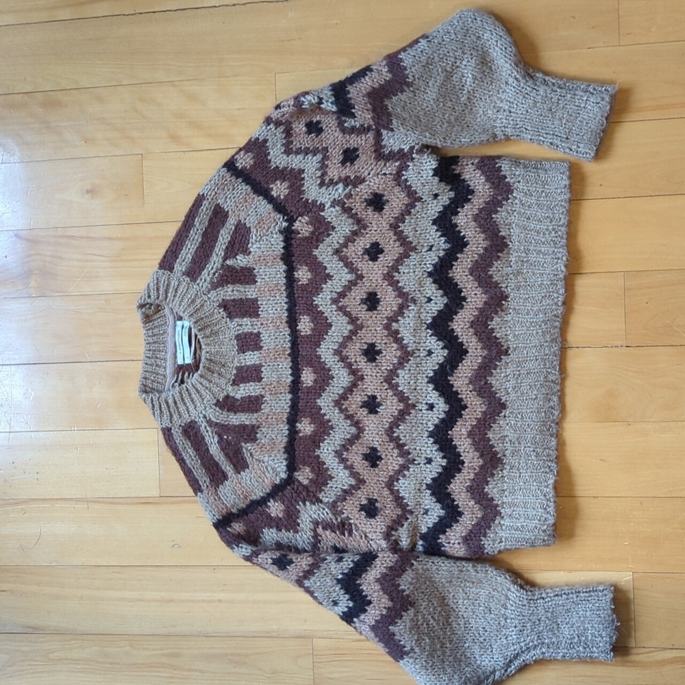Anthropologie brown stripes retro sweater